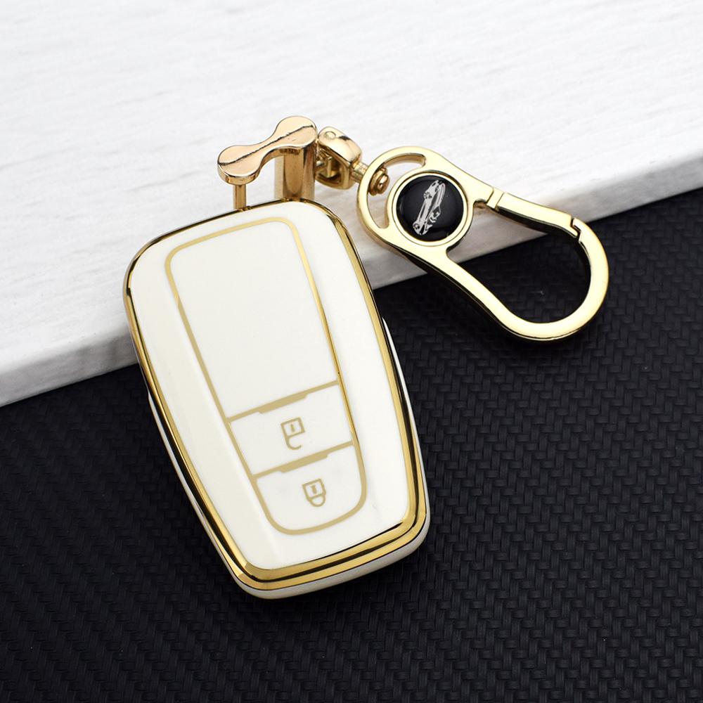 Soft TPU Car Key Case Shell For Toyota Prius Camry Corolla C-HR RAV4 Land Cruiser Prado Key Protector Cover Key Rings Auto Parts