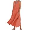 Women's Fashion Casual Colour Sleeveless Cotton Linen Pocket Dress