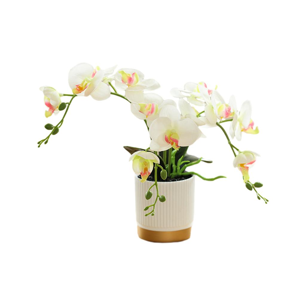 Artificial Flower in Pot Flower Arrangement Faux Phalaenopsis Orchid for Kitchen New Year Bedroom Housewarming Living Room