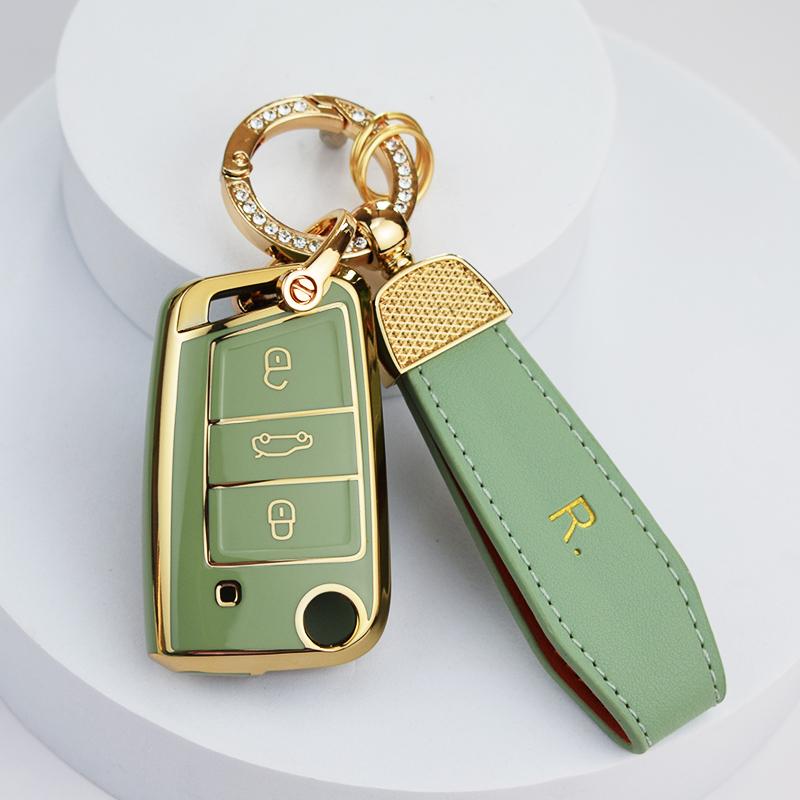 

TPU Car Key Case Full Cover Fob For VW Volkswagen Golf 7 MK7 Tiguan MK2 For Skoda Octavia For SEAT Ateca Leon FR 2 Ibiza зелений