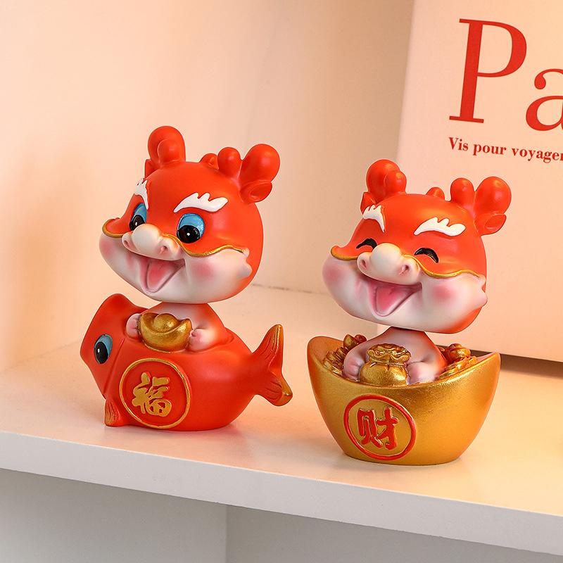 Cute Dragon Collectibles 2024 Chinese New Year Dragon Figurine Ornaments Adorable Miniature Desk Decorations For Home