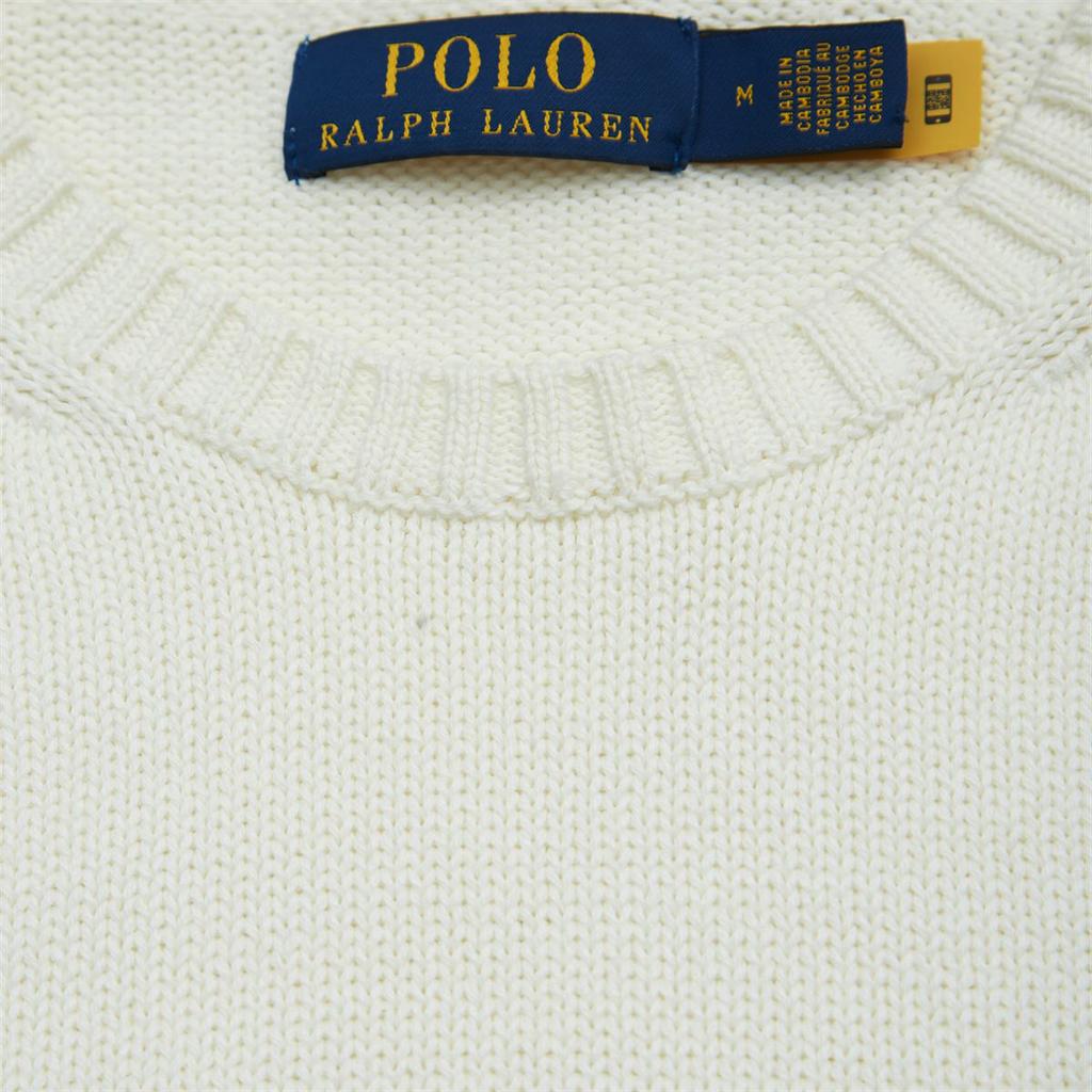 Polo Ralph Lauren Logo Embroidered Crew Neck Long Sleeve Knit Sweater Men Sweater Cream 710810846-035