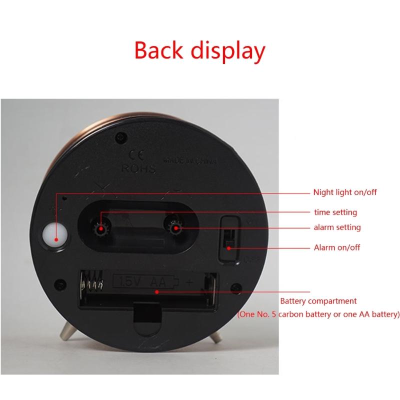 Metal Creative Alarm Clock Small Mute Alarm Clocks Bedside Electronic Round Number Desk Table Home Decoration Clock