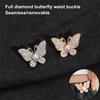 2Pcs  Shiny Diamond Butterfly Shape Adjustable Waist Buckle Jean Buttons Reusable Waist Cincher Clip For Clothing Dresses