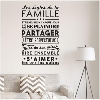 [R2369] - Giant Sticker 'Family Rules' Black - 63x100 Cm