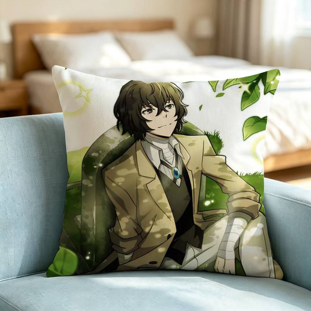 Bungo S-Stray D-Dogs Anime Square Double-Sided printed Pillow Case Bedroom Bedside Pillow Sofa Cushion Cover Gift