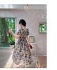 French Retro Floral Puff Sleeve Dress - Summer 2025 Waist-Slimming Holiday Beach Style