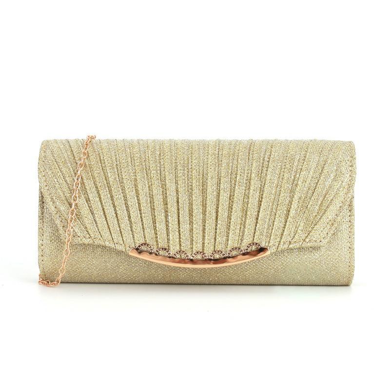 Dámská taška na večeři Řetízkový popruh Crossbody vráska Party Večerní taška na líčení Šití Svatební kabelka