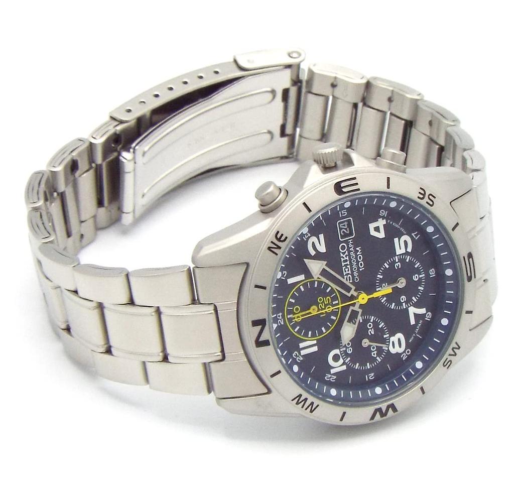 Seiko Men's Watch Chronograph with Military Style Strap Navy X Yellow Regular Distribution Product SND379P [Parallel Import]