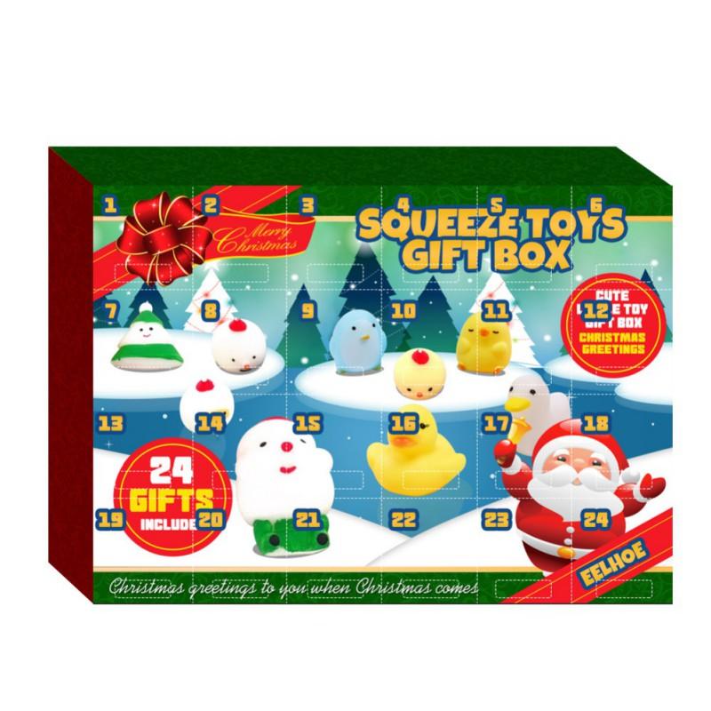 24 Days/set Squeeze Toys Christmas Countdown Advent Calendar Toy for Kid 2024 New Year Children Xmas Gift Stress Relief Toy Kit