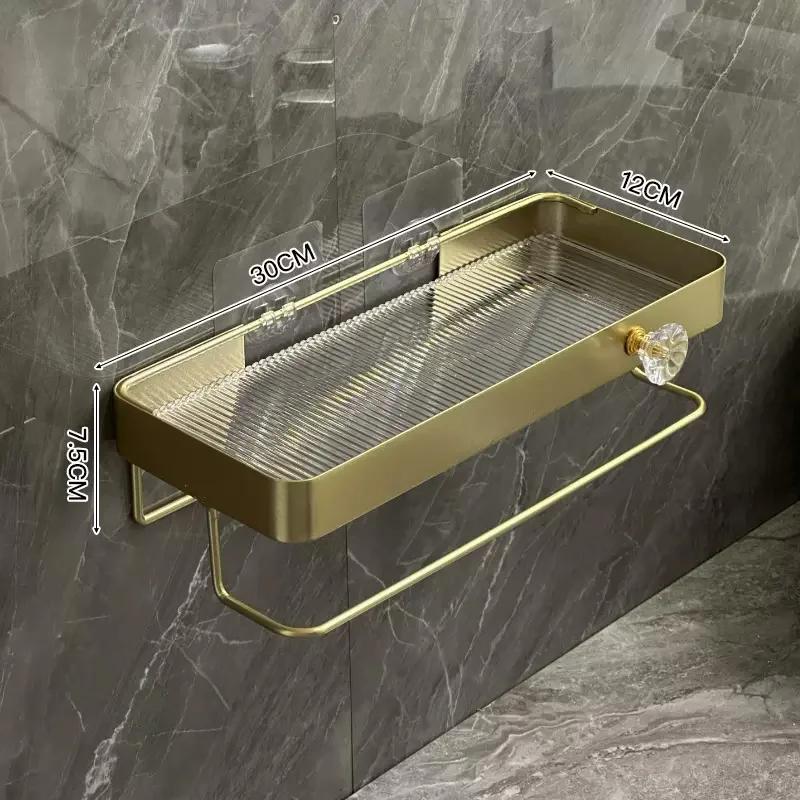 Goldenes Lagerregal ohne Bohren Badezimmer Waschbecken Waschschale Wandmontage Kosmetik-Lagerregal Badezimmerzubehör Regale