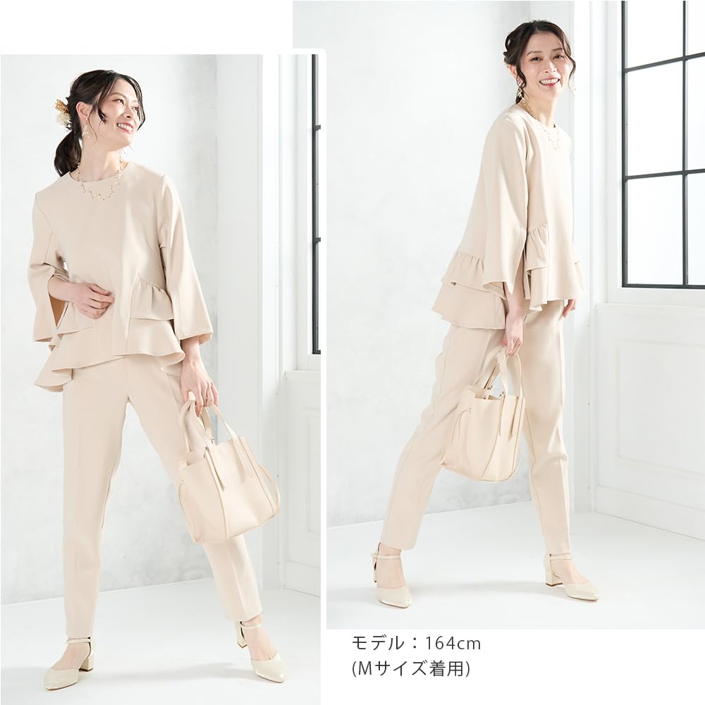 Ceremony Suit Graduation Ceremony Entrance Ceremony Suit Suit Sleeve Slit Ruffle Setup Straight Pants Formal Pullover Mom Entrance Ceremony Suit
