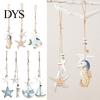 Hanging Sea Creature Display Mediterranean Nautical Wall Decor, Handcrafted Wooden Ocean Style Ornaments, Decorative Pendants with Animal Cotton Rope