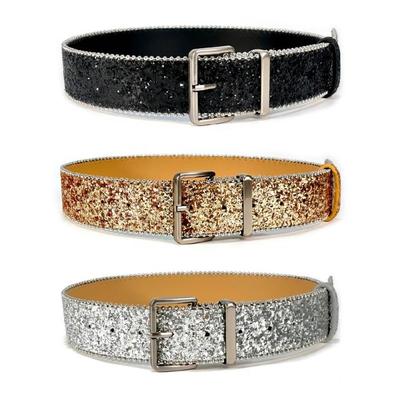 Shining Metal Buckle Belt for Adult Teens Bead Trim Sequins Glitters Waistband Blingbling Waiststrap for Formal Event