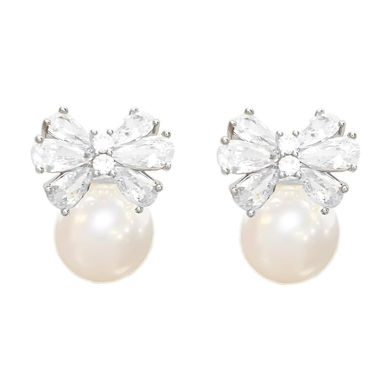 

earrings ladies Popularity bow knot 18K gold Highest grade zirconia Compatible with metal allergies cute ribbon 18k gold popular earrings accessories