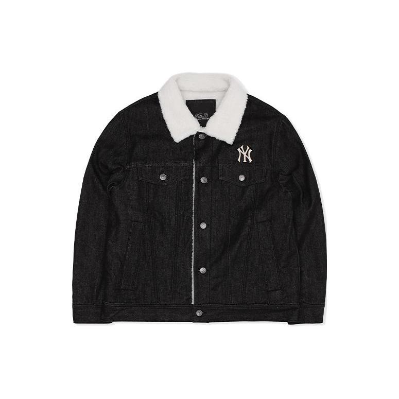 MLB Denim Jackets Unisex Black Lapel Moderate 3ADKEC126-50BKS XS