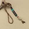 Ethnic Style Bodhi Sweater Necklace with Cotton Linen and Wood Prayer Beads