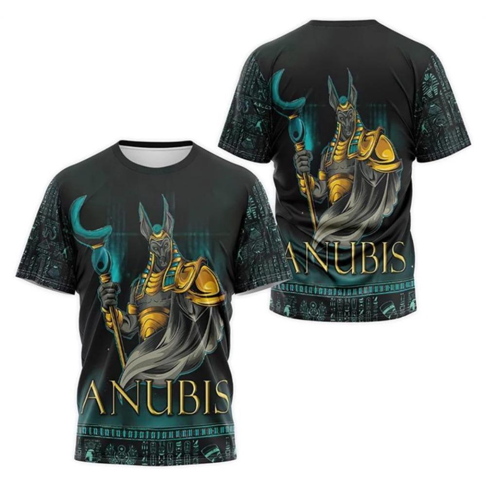 Ancient Egyptian pharaoh Anubis pattern shirt short-sleeved Harajuku Y2kT-shirt top children's clothing