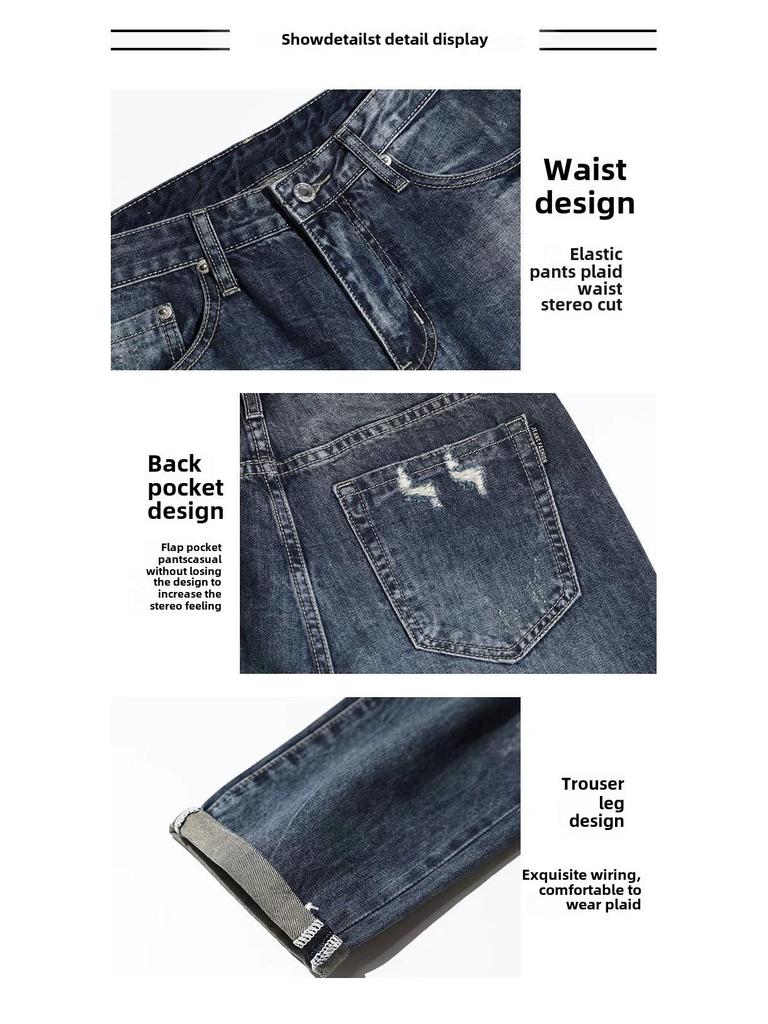 Jeans Skinny Strappati Stile Hip-Hop da Uomo 2023 - Puro Cotone, Moda Estiva Versatile.