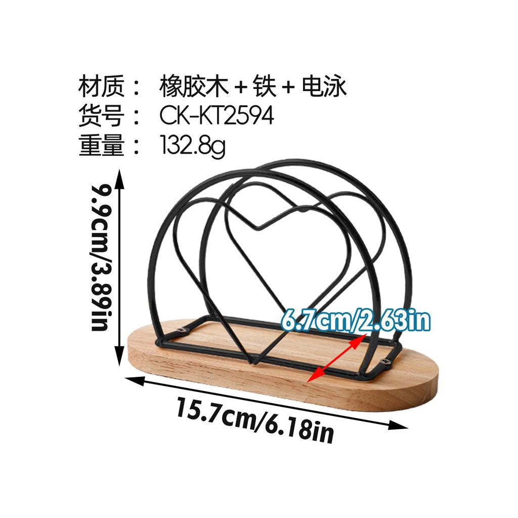Nordic Wrought Iron Napkin Holder Creative Rubber Wood Base Tissue Clip Hotel Restaurant Vertical Square Towel Paper Storage