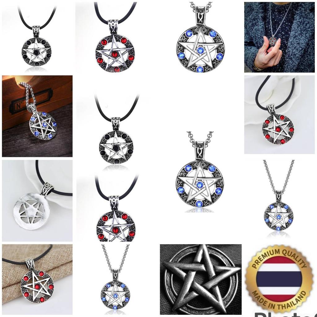 Pentagram Pentacle Satanic Satan Devil Occult Magic Demon Goth Rock Unisex Supernatural Necklace Pendant Vintage Protect Witch Talisman Health Jewelry