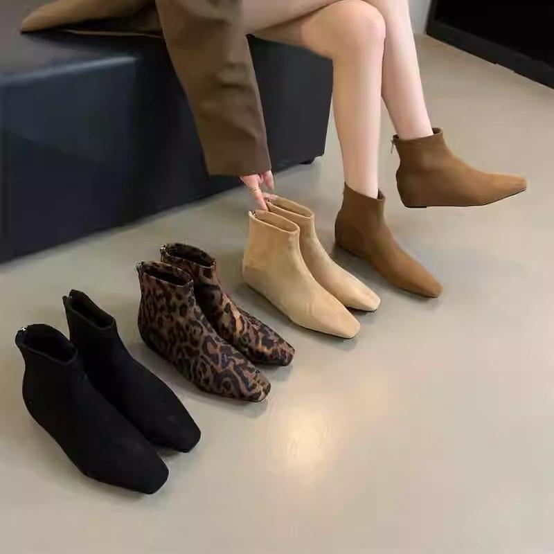 Fashion Leopard Women Ankle Boots Elegant Flats New Suede Shoes Designer 2025 Winter Trend Fashion Snow Boots Party Brand Woman Botas