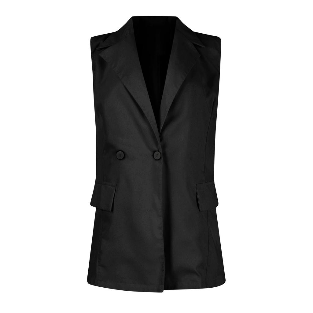 Ladies Summer Suit Jacket Work Casual Sleeveless V-Neck Single Button Solid Color Suit Vest