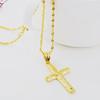 Vintage Gold Sand Cross Pendant Necklace for Men & Women - Copper Imitation Gold, Perfect for Couples, New Trendy Accessory