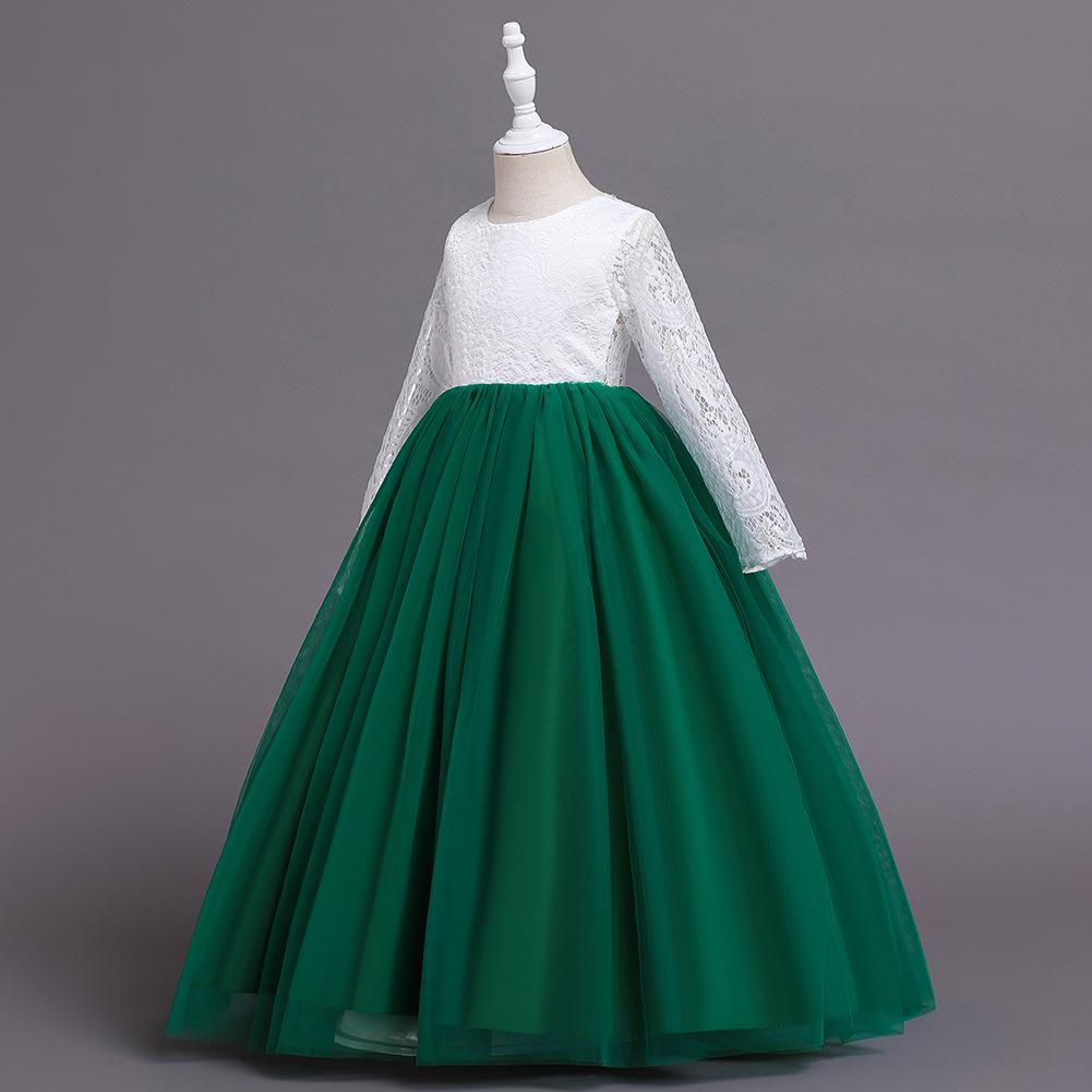 Middle-aged Children's Lace Princess Dress Long Skirt Girls Catwalk Sparkling Kids Birthday Dress Elegant Soft Party Dress Ball Gown for Girls