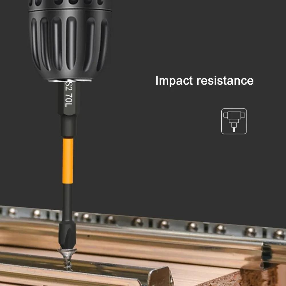 3-teilig Orange S2 Schlagfest Stark Magnetisch Rutschfest 50-70mm Elektro-Handbohrer Kreuzschlitzschraubendreherbit Elektrowerkzeug Zubehörset