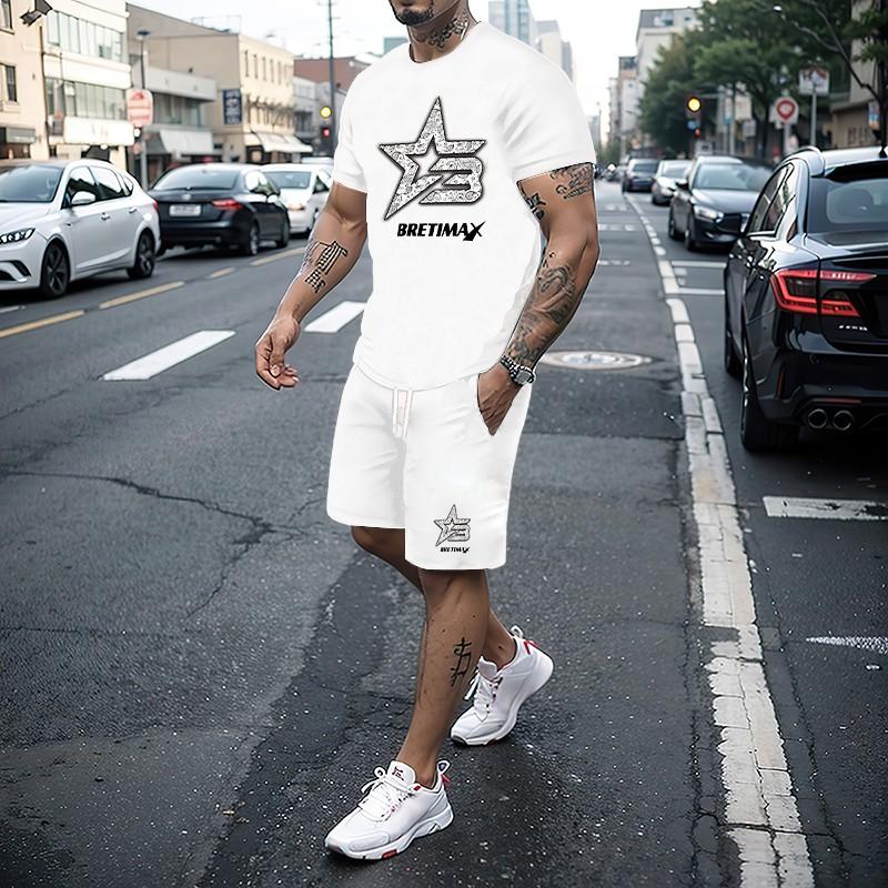 Heiß verkaufendes Sommer-Neu-T-Shirt+Shorts 2-teiliges Set für Herren Casual Fitness Jogging Sportbekleidung Hip-Hop Atmungsaktiv Kurzärmelig
