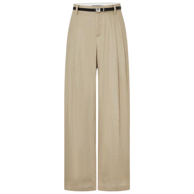 

MO&Co. 100% Linen Wide-Leg Casual Pants with Belt S 160