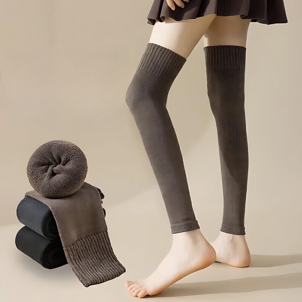 1Pair Winter High Stockings Warm Over Knee Socks Soft Wool Women's Stockings Gaiters Striped Long Socks Thigh Stocking Hosiery