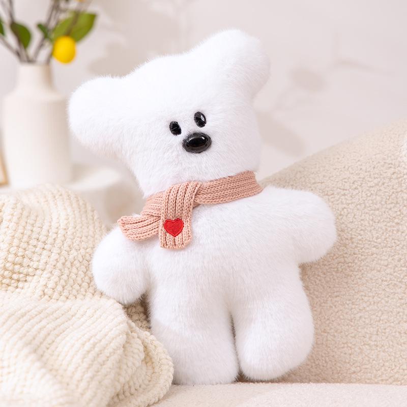 New Cute Tilted Head-style Scarf Bean Bear Doll Plush Toy Bear Doll Children's Pillow Gift Doll