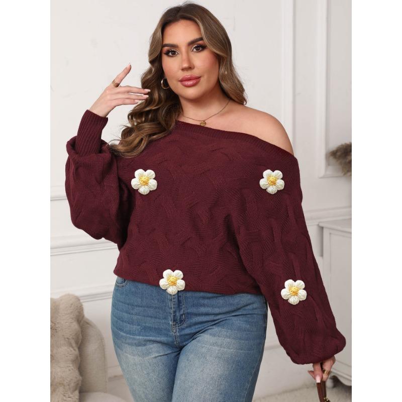 Women's Cross-border European American Sexy One-length Off-shoulder Irregular Top Bat Sleeve Loose Pullover Sweater