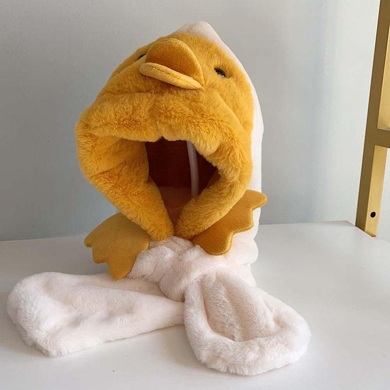 

Милый пингвин, детский цельный шарф, шапка, детский теплый головной убор, чепчик, детская плюшевая защитная шапка для ушей One Size жёлтый