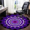 1pc Purple Mandala Chair Carpet for Office, Round Polyester Mat, Indoor Decor for Office, Easycare Fabric, Washable Non-slip Area Carpet
