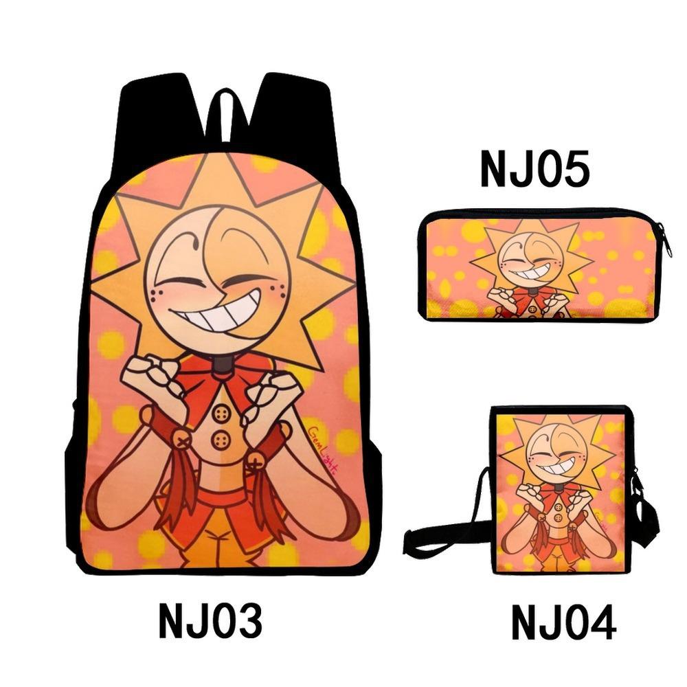 3Dsundropfnaf Backpack Student School Bag Crossbody Bag Pencil Bag Three-Piece Trend