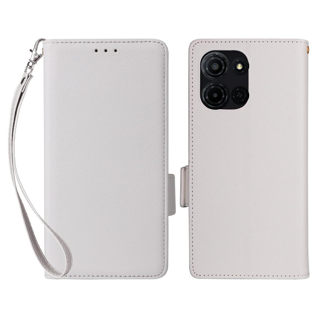 For TCL K33 5G/K32 5G Case Litchi Texture Wallet Leather Phone Cover with Wrist Strap