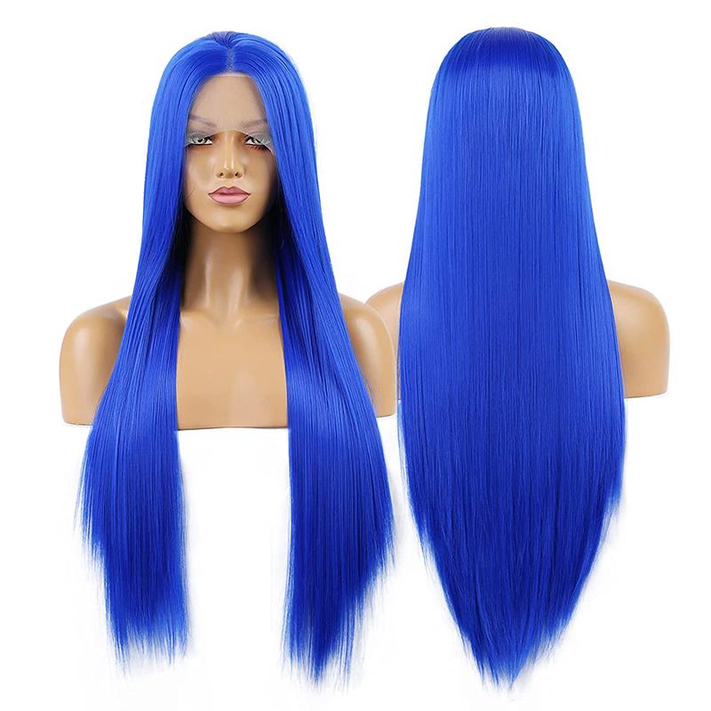 AIMEYA Lavender Purple Silky Straight Lace Front Wig Women's Synthetic Wig 13x4 Black /Blonde/Brown/ Blue Color Daily Cosplay