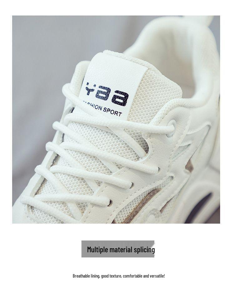 Women's Summer Breathable Mesh Sneakers: Korean Style Thick-Soled White Dad Shoes