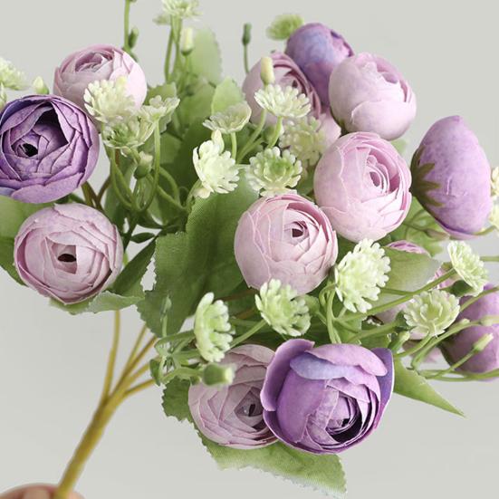 Umělá květina Umělá hedvábná květina, která upoutá pozornost proti vyblednutí, květina s 15 hlavami, květina Umělá růže Svatební potřeby pro domácnost