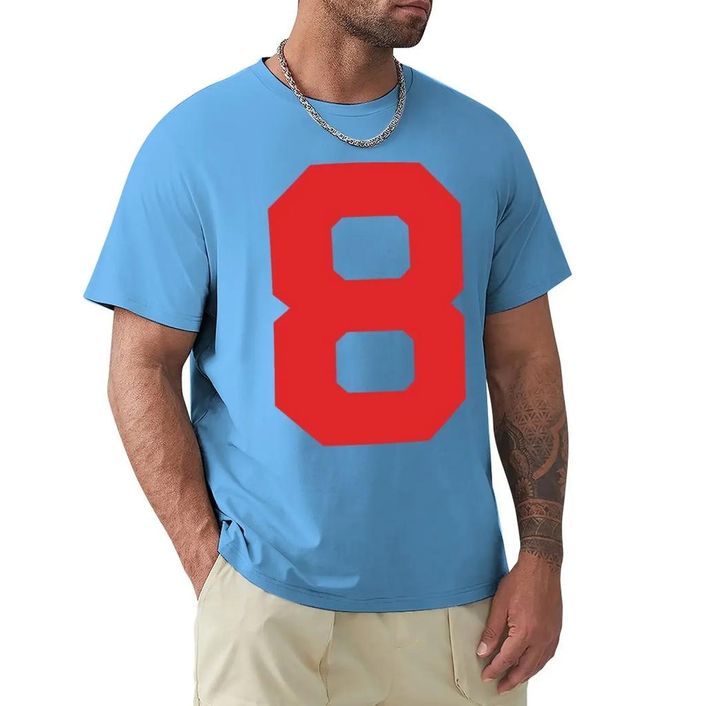 Number 8, Red eight, Sports number 8 T-Shirt hippie clothes summer tops black t shirts for