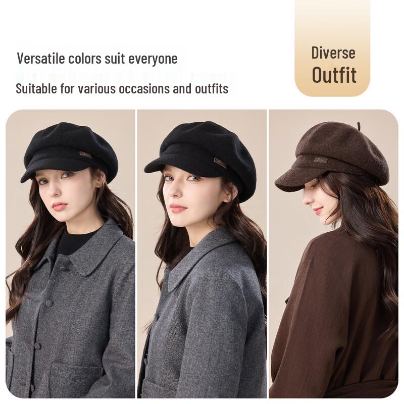 JIUMU Women's Pure Wool Autumn/Winter Newsboy Hat