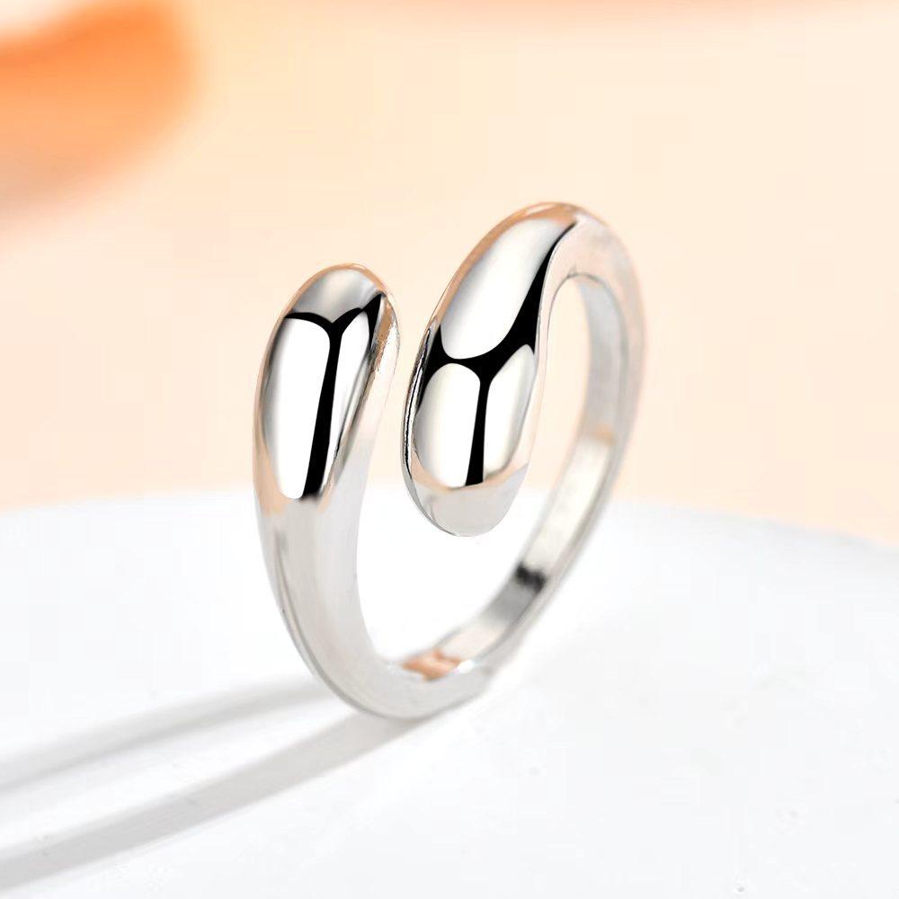 Gold Irregular Water Drop Open Ring Lightweight Adjustable Simple Luxury Finger Ring Smooth Surface Fashion Accessory