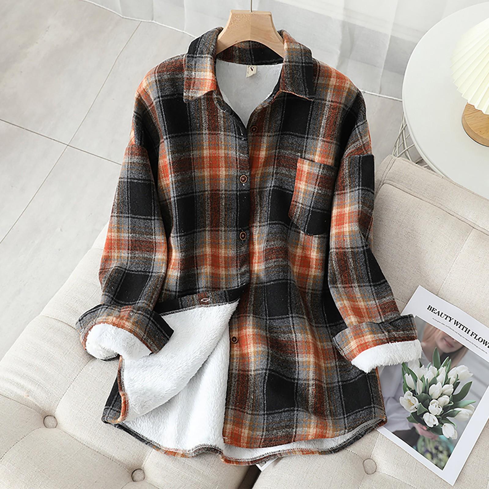 

Женская осенне-зимняя клетчатая свободная рубашка с длинными рукавами и мягкой подкладкой в ​​стиле ретро XL
