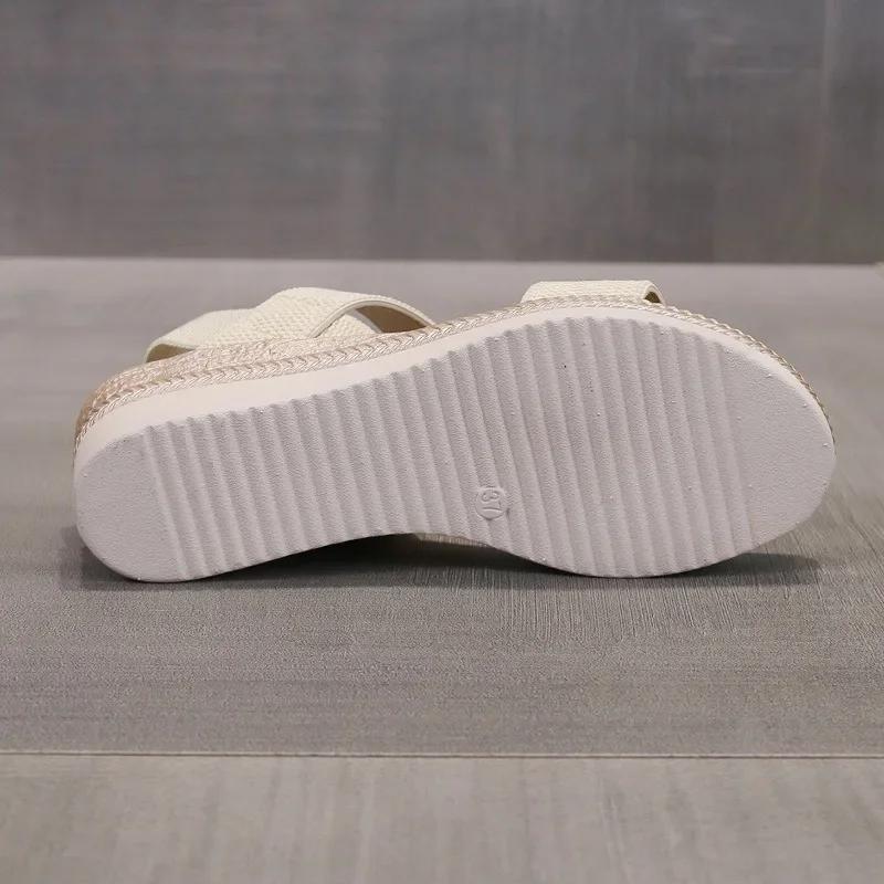 Summer Casual Shoes for Women Plus Size 36-43 Women's Sandals Comfortable Non-slip Walking Slip on Elastic Fabric Female Shoes
