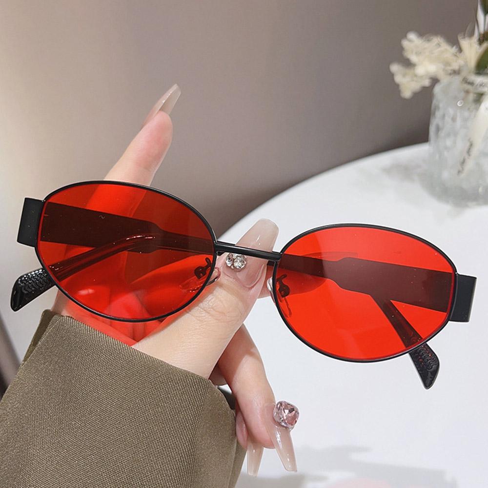 Ovale Sonnenbrille für Damen & Herren Klassische Shades Eyewear Metallrahmen Punk Sonnenbrille UV400 Schutz Streetwear Accessoires