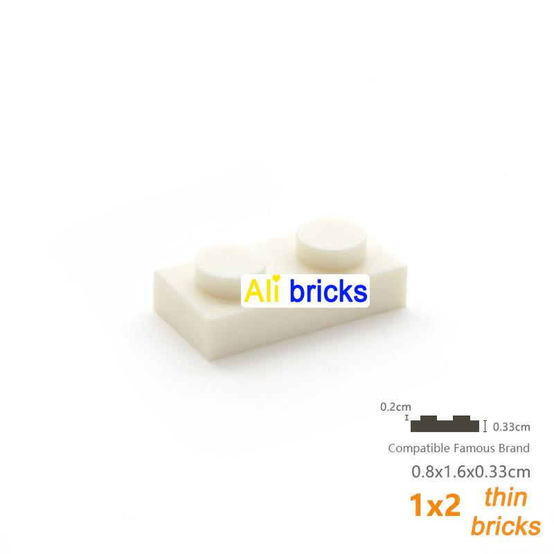 200pcs 1x2 Plate Brick Building Blocks Baseplate 3023 Accessories Bulk Parts Developing Classic MOC Brick Toys for Kids