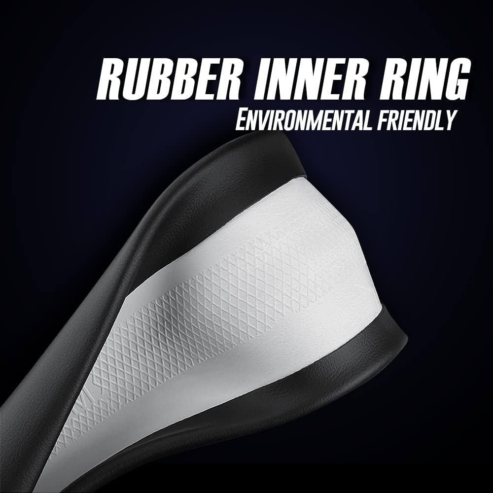 LKWLIKEI Nappa Premium Leather Car Steering Wheel Cover, Non-Slip, Breathable, Universal 15 Inches, Black.